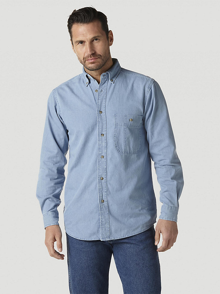 Wrangler Rugged Wear® Denim Basic Shirt in Stonewash alternative view