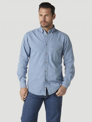 Mens wrangler hot sale denim shirt