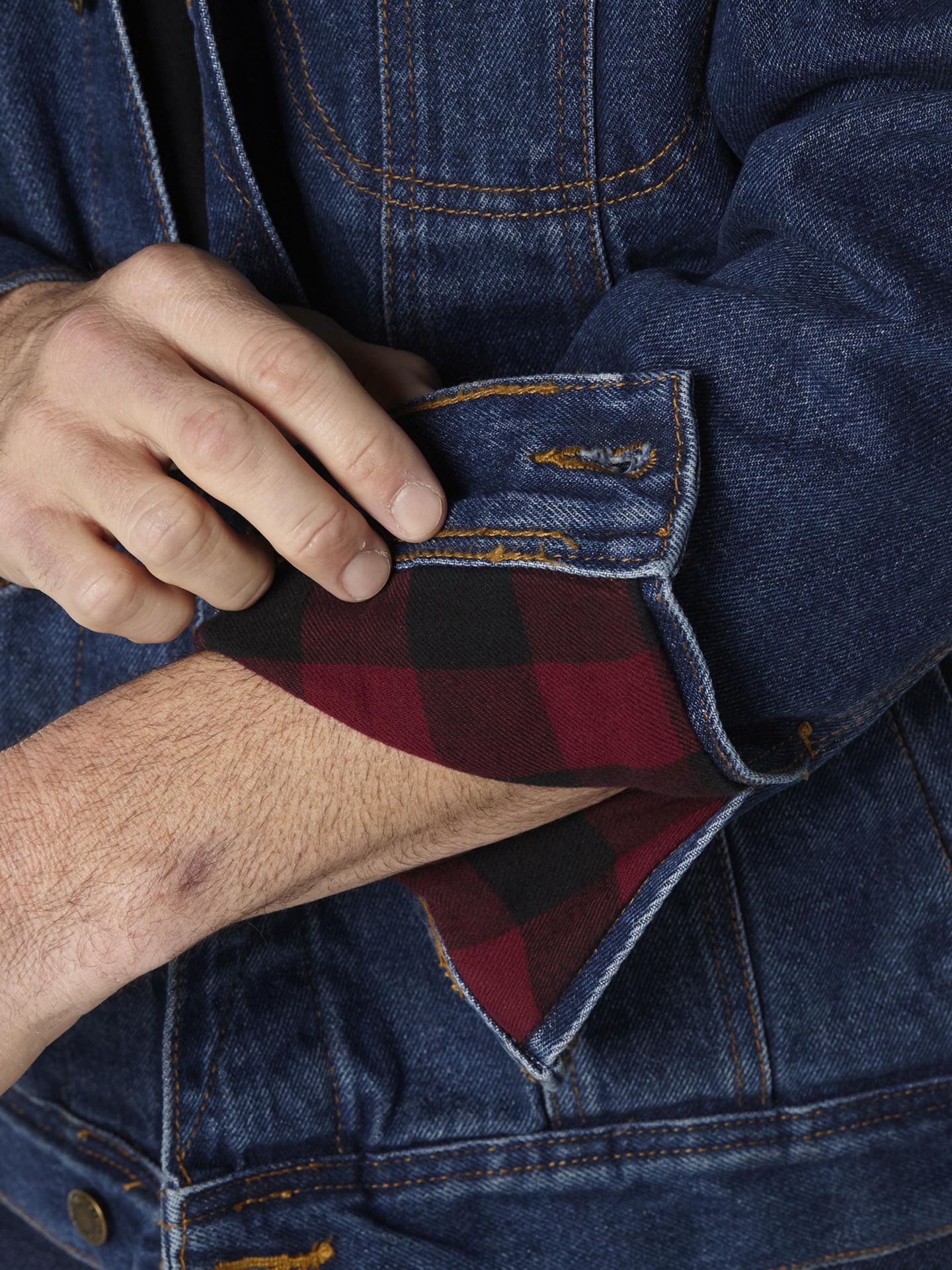 Мужская куртка Wrangler Rugged Wear® Flannel Lined Denim, цвет: Состаренный тёмно-синий — фото 3