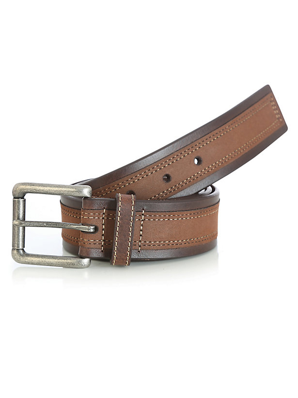 Men’s Wrangler Rugged Wear® Suede Overlay Belt in Brown