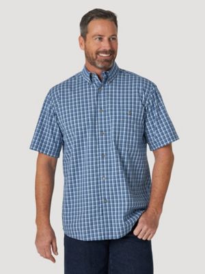 mens wrangler short sleeve denim shirt