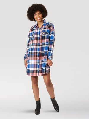 oversized flannel shirt dress