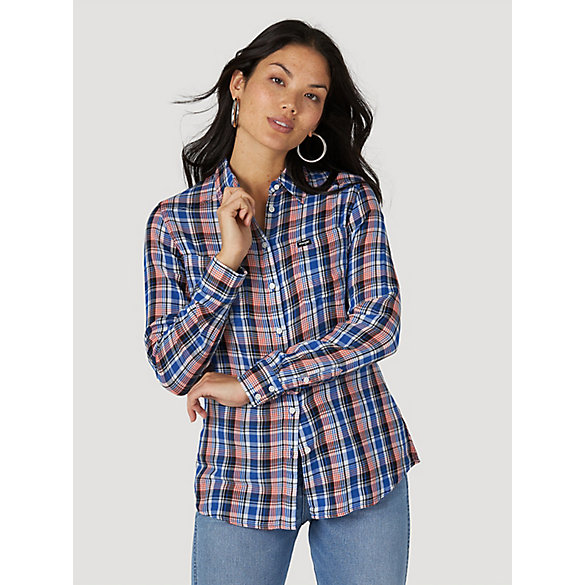 Women's Slim Fit Plaid Button-Down Shirt | Womens Shirts by Wrangler®