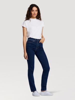 wrangler women's midtown high rise med trouser jeans