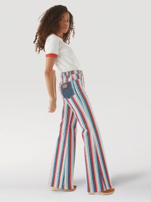 striped flared jeans