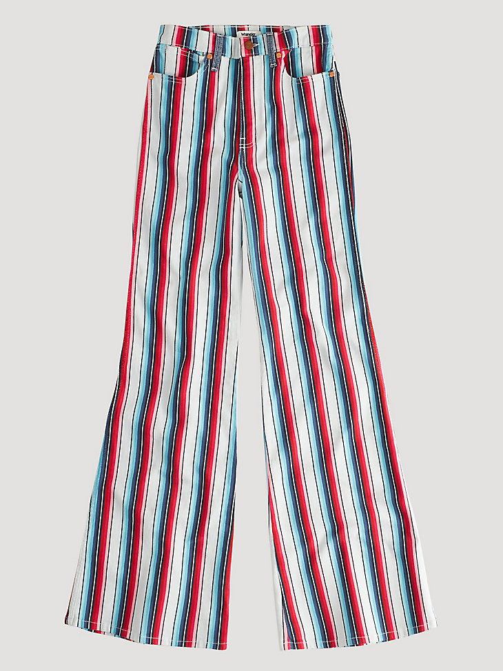 Women's Wrangler® Striped Wanderer 622 High Rise Flare Jean in Rainbow Stripe alternative view 9