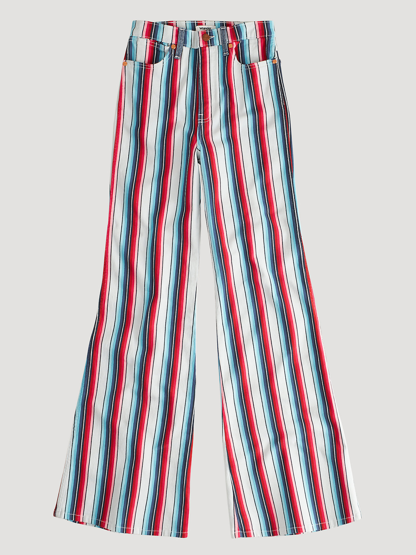 Women's Wrangler® Striped Wanderer 622 High Rise Flare Jean in Rainbow Stripe alternative view 9