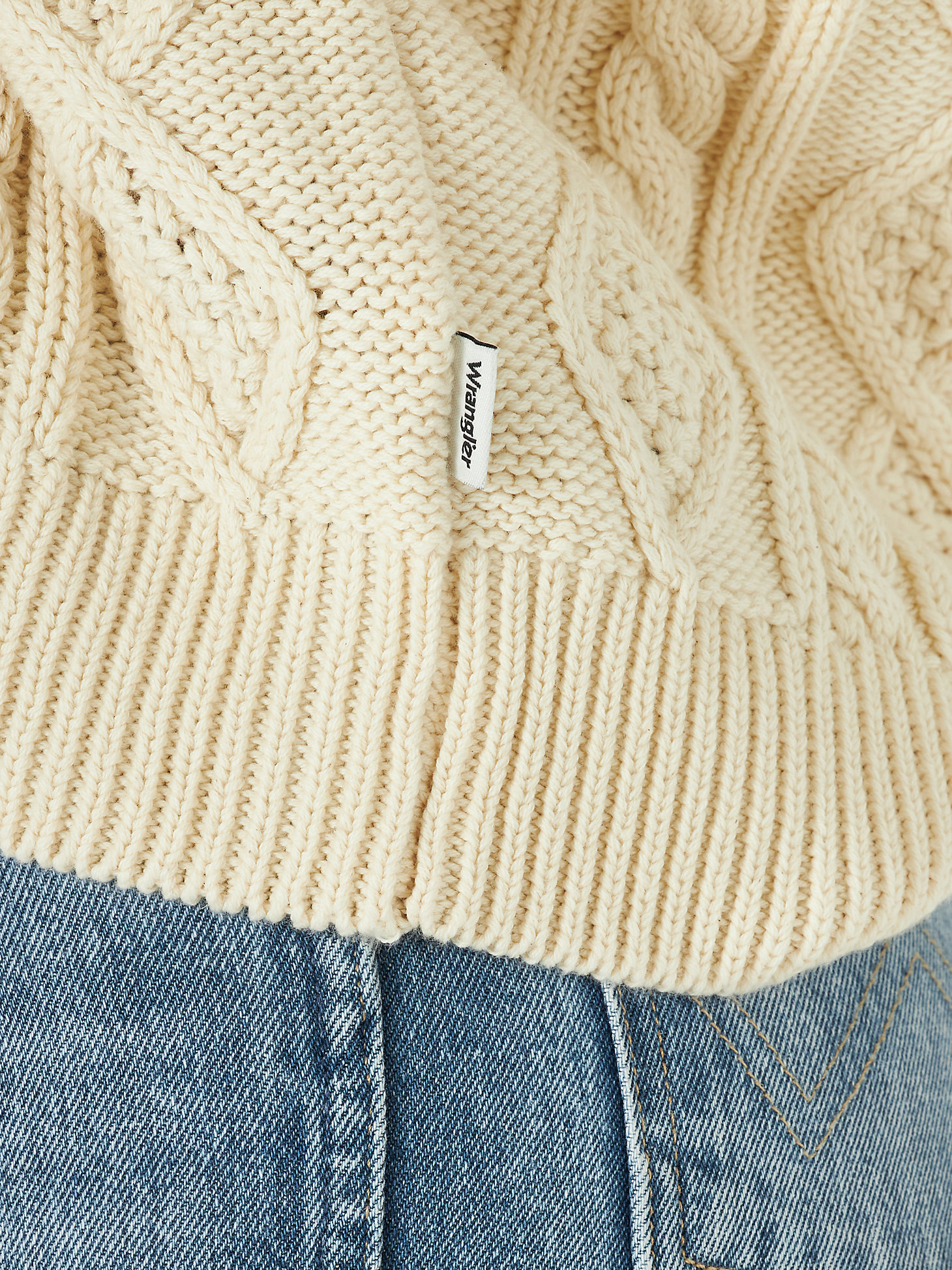 Women's Wrangler® V-Neck Cropped Sweater in Natural Ecru alternative view 4