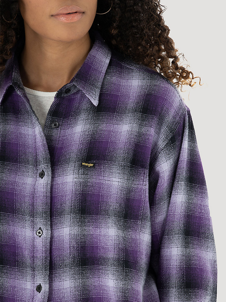 Women's Wrangler® Plaid Overshirt in Petunia Purple alternative view 2