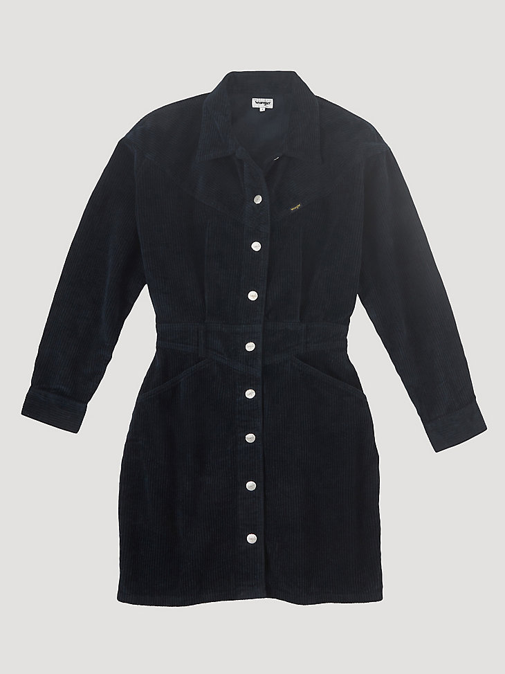 Women's Wrangler® Corduroy Shirtdress in Caviar Black alternative view 6