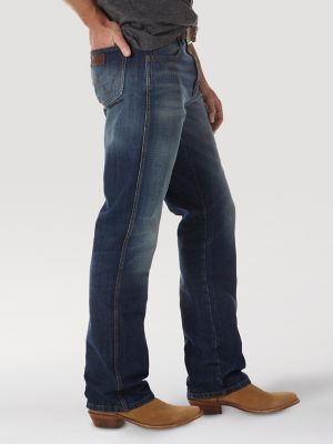 Men's NWT WRANGLER ROCK 47 Medium Wash Mid Rise Slim Fit Boot Cut Jeans MRB47LY