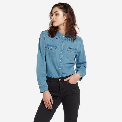 Women's Oversized Western Snap Denim Shirt Womens Shirts by Wrangler®