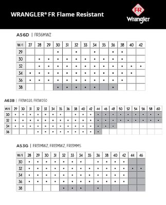 women's wrangler jeans size chart