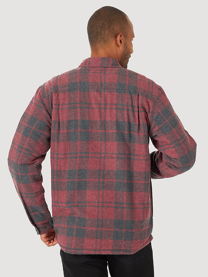 Men's Wrangler® Authentics Sherpa Lined Flannel Shirt in Zinfindel Heather alternative view
