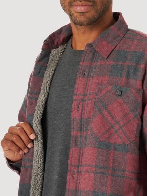 Men's Wrangler Sherpa Lined Flannel Shirt Jacket