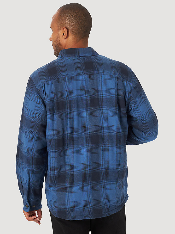 Men's Wrangler® Authentics Sherpa Lined Flannel Shirt in Blue alternative view