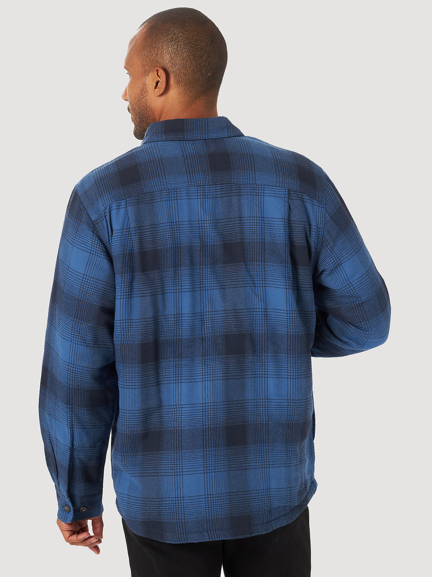 Men's Wrangler® Authentics Sherpa Lined Flannel Shirt in Blue alternative view 1