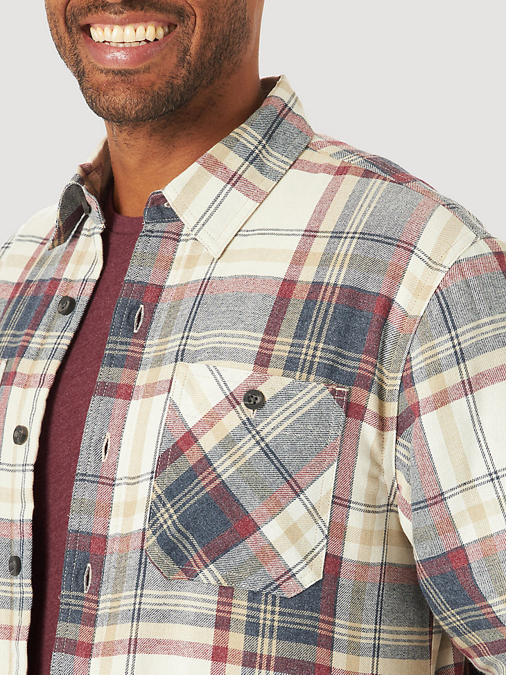 Men's Wrangler® Authentics Sherpa Lined Flannel Shirt in Twill Heather alternative view 2