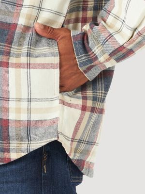 Men's Wrangler® Authentics Sherpa Lined Flannel Shirt in Twill Heather