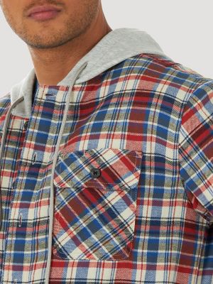 Men's Wrangler® Authentics Quilted Flannel Shirt Jacket in Blue