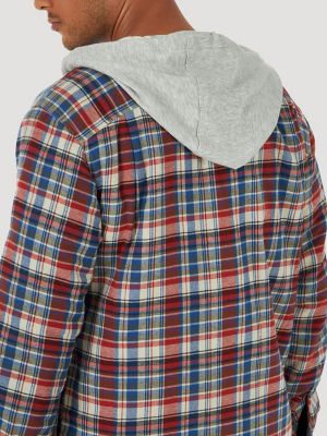 Plaid hooded shop quilted flannel shirt