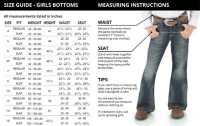 Wrangler Women's Size Chart