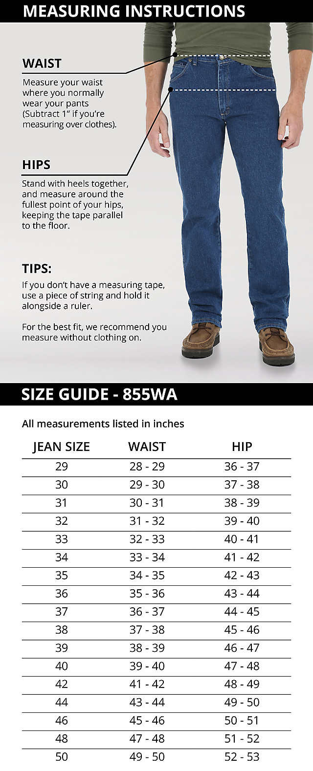 Miller Jeans Size Chart