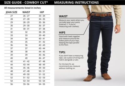 Size Chart Men's Pants