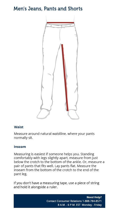 men's pants measurements meaning
