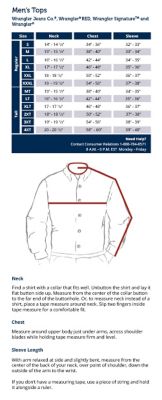 wrangler shoes size chart