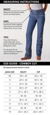 Wrangler Size Chart Jeans