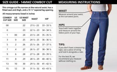 Wrangler Jeans Length Chart