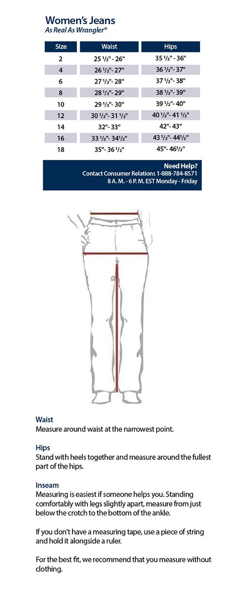Arriba 40+ imagen wrangler size chart womens jeans - Thptnganamst.edu.vn
