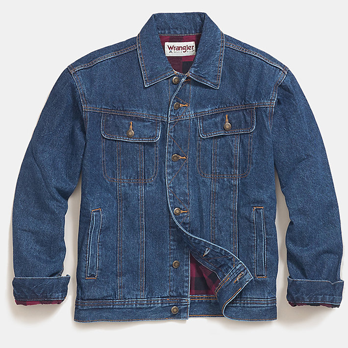 Vintage Wrangler Mens 40 Denim Trucker Jacket Blue Jean Distressed Faded USA