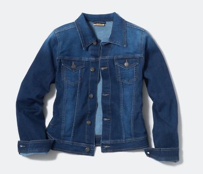 Dark jean jacket hot sale women