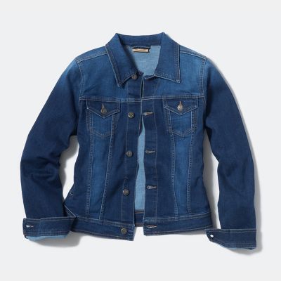 Dark blue denim jacket womens best sale